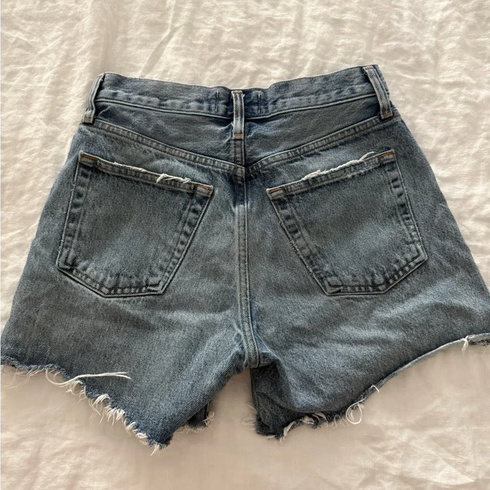 Agolde Parker Long size 24 Distressed Blue Jean Shorts - Picture 2 of 4